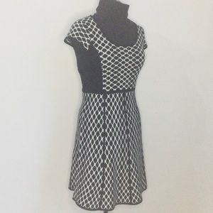 Black white knit stretch dress large
